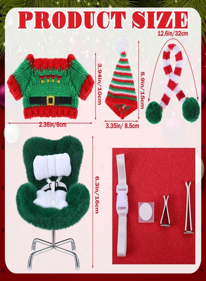 ملابس دمية عيد الميلاد من سيمجوينج بطول 17 سم مع مقعد، زي عيد الميلاد لطيف وعملي مع إكسسوارات لمحبي الدمى وهواة جمعها، ديكور مكتب سيارة عيد الميلاد (أخضر داكن، جنية لطيفة) - Image 2